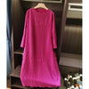 Embossed Pleated Women's Dress Spring Loose Simple Solid Color Long Sleeve Famale Clothing 2DB6616