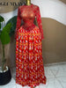 Women leaf Print patchwork smock Midi A-line Long Maxi Dress Elegant Evening Birthday Party Dresses Vestidos