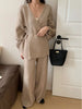 Sweater Set Women's Loose Outer Wear Lazy Style Winter Lace-up Knitted Jacket Cardigan Wide-leg Pants Two-piece Set