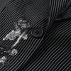 Elegant Stripe Sequin Blazer Jackets Trousers Set Lapel Long Sleeve Coat Wide Leg Long Pants Chic Female Matching Sets