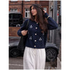 Chic Embroidery Pink Lace Up Woman Short Coat Casual Long Sleeves V Neck Jacket Autumn Lady Commuter Street Outerwear
