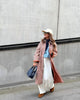 Women Red Plaid Long Trench Coat Casual Lapel Single Breasted Full Sleeve Windbreaker Jacket Y2k Autumn Lady Streetwear