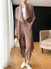 Pleated Long Trench Thin Temperament Solid Color Big Lapel Open Stitch Coat Female Coat Autumn 2C785