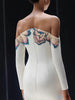 High Street Designer Vestido Women's Slash Neck Off The Shoulders Beaded Long Maxi Dress