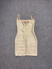 Real Photos Women Gold Bronzing Bandage Dress Bodycon Mini High Street Evening Club Party Homecoming Dress