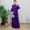 Yudx Purple Pleated High Neck Maxi Evening Dress, Ruffle Sleeve Women's Wedding Guest Ramadan Party Dress
