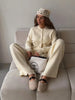 Women's Autumn Winter Knit Cardigan Pants Set Slim Fit Long Sleeve Long Trousers Simple Solid Color Sweater Suit