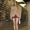 Vintage Oversized Suede Leather Jacket Women Shoulder Pad Full Sleeve One Button Coat autumn Lady Chic Bomber Streetwear