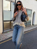 Lace Hem Peplum Suit Jacket Women V-neck Stand Collar Single Breasted Slim Fit Coat Vintage Office Casual Outerwear