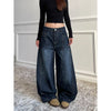Blue Women's Retro Y2K 2000s Wide Leg Baggy Casual Denim Trouser High Waist Loose Jeans Autumn Harajuku Full Length Pants