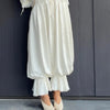 Women Pant Set Satin Lace Round Neck Puff Long Sleeve Button Front Drawstring Waist Blouse Cuffed Ruffle Hem Pants Elegant Suit