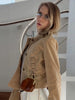Solid Suede Women's Jacket Long-Sleeved Single-Breasted Short Coat Casual Spring Autumn High Street Lady Wear