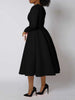 A Line High Waisted Dress Zipper in Back Women Long Sleeve Autumn Casual Dress Elegant Office Work Lady Dress Solid Color