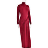 Turtleneck Long Sleeve Maxi Dress For Women Irregular Bodycon Long Dress Femme Temperament Evening Dress