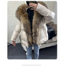 White Duck Down Jacket Winter Women Warm Loose Coat Natural Real Fox Fur Collar Thick Outerwear Parkas