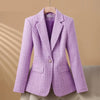 Autumn Winter Female Tweed Woolen Suit Outerwear Women Formal Blazer Ladies Long Sleeve Work Wear Jacket Coat