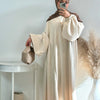 Dubai Corduroy Abaya for Muslim Women Eid Ramadan Modest Dress Loose Large Elegant Gown Islam Clothing Turkey Solid Robe