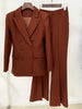 High Street Designer Suit Set Women's Career Double Breasted Blazer Flare Pants Suit 2pcs