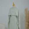White Pearl Trim Cape Maxi Dress Women Elegant Long Sleeve Cinched Waist Muslim Robes Spring Eid Abaya Lady Dresses