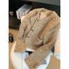 Vintage Tweed Jacket Women Elegant Cropped Coat Korean Long Sleeve Outerwear Fall Winter Ladies Single Breasted Chic Blazer