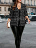 Plus Size Women's Cute Black & White Print Blazer, Lightweight 3/4 Sleeve Open Front Jacket, Comfy for Daily & Office Wear