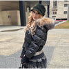 Wool Collar Hooded Cotton Women's Jacket Zipper Elastic Hem Long Sleeve Pocket Women Winter Coats Autumn Short Jacket For Ladies