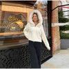 Autumn Casual Fur Collar Sweater Coat Women's Solid Loose Long Sleeve Zippers Pullover Ladies Office Tops