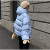 Winter Striped Women's Hooded Quilted Jacket Thicken Zipper Long Sleeve Short Coat Casual Female Loose Warm Outerwear