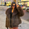 Casual Brown Thick Fur Jackets Women Long Sleeve V Neck Autumn Winter Faux Fur Coats Streetwear Outwears