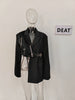 Deconstruction Irregular PU Leather Spliced Blazer Women's Lapel Loose Strap Suit Jacket Autumn
