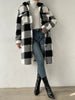 Winter Women's Long Coat Plaid Plush Lapel Pocket Button Cardigan Top Street Versatile Warm Jacket for Female