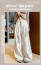 Korean White Corduroy Wide Leg Pants Women Autumn Loose Long Pants with Pockets Woman Daily Wear High Waist Casual Trousers