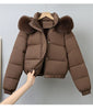 Winter Short Parkas Women's Cotton-padded Clothes Fleece Lining Thicken Warm Outerwear Fur Collar Removable Hooded Quilted Coat