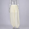 Elegant Apricot Loose Pleated Bloomers Women Casual Elastic Waist Trousers Female Spring Sheer Long Pants