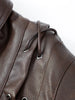 Woman Vintage Brown Lace Up Pu Leather Jacket Slim Fit Lapel Collar Long Sleeved Short Coats Fall Lady Chic Outfits