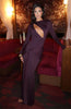 Hollow Out Long Sleeve Sexy Maxi Dress Women Gown Elegant O Neck Draped Ruched Bodycon Club Party Long Dress