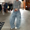 Women Blue Y2k Baggy Boyfriend Jeans Harajuku Vintage Wide Leg Denim Trousers Japanese 2000s Style Jeans Pants Oversize Clothes