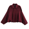 Women Bomber Jackets Suede Texture Coats Turn-down Collar Long Sleeve Loose Vintage Female Outerwear Chic Top Streetwear