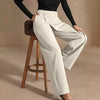 High Waist Women Suit Pants Fall Straight Office Ladies Trousers Casual Button Loose Female Asymmetry Pants
