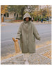 Autumn Winter Korean Loose Women Down Cotton Coat Hooded Medium Length Cotton Coat Large Pocket Windproof Coat