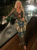 Sexy See Through Dress Woman Butterfly Print Metal Ring Hollow Full Sleeve Splits Clubwear Midnight Elegant Bodycon
