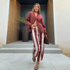 Women Jeans Straight Stripe Button Detail Jeans Female High Waist Loose Curved Wide Leg Denim Pants Vintage Casual Outfit Ladies