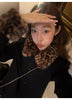 Ladies Coat Jacket Spring Autumn Short Jackets Korean Leopard Print Fur Collar Besign With Single Breasted Buckle Coats