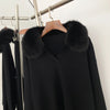 Reality Fur Jacket Pullover Set Woman Spring Knitted Suit Knitwear Female Real Fox Fur Collar Sweater Lady Autumn Knitted