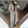 Women Casual Plaid Windbreaker Turn-down Collar Long Sleeve Belt Waist Jacket Spring High Street Lady Commute Coat
