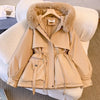 Detachable Pai Overcomes Women's Winter Casual Down Cotton Thicken Hooded Coat Female loose Warm Wool Overcoat