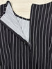 Women Elegant Round Neck 3/4 Sleeve Ruched Black Diagonal Striped Slim Bodycon Business Casual Pencil Midi Dress