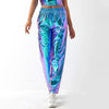 Red Women's Aurora Laser Gradual Change High Waist Straight Pants, Blue Thin Female Stretch Trousers