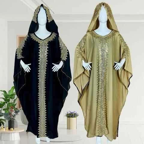 Eid Hooded Abaya Women Muslim Boubou Djellaba Long Maxi Dress Dubai African Kaftan Islam Morocco Caftan African Clothing