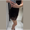Elegant Lace Patchwork Short Dress Women See Through High Collar Flare Sleeve Party Dresses Autumn Lady Evening Robes